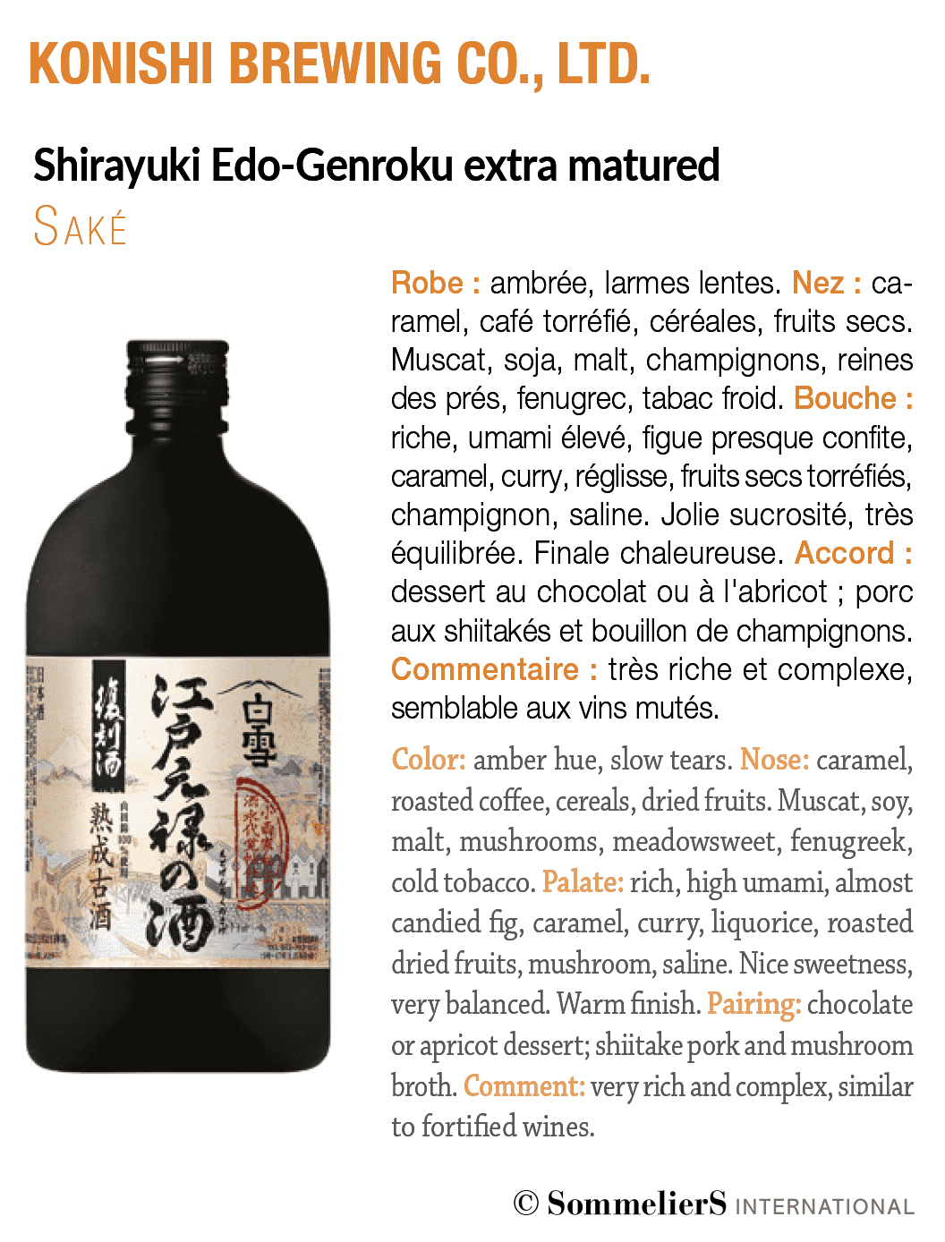 Sommeliers International Shirayuki-Edo-Genroku extra matured